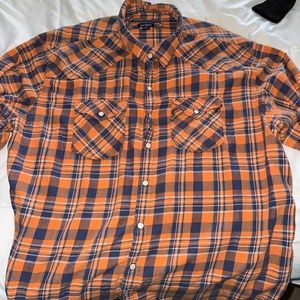 XXL Old Navy Orange and Navy Flannel Button Up